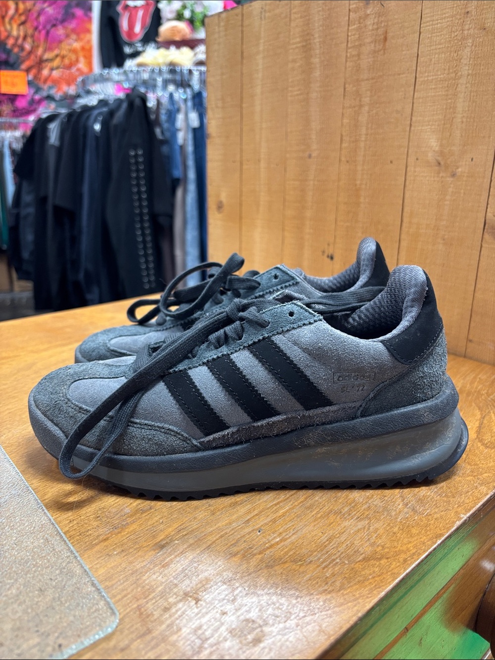 adidas SL72 RTN Gray and Black Suede Retro Runner Sneakers
